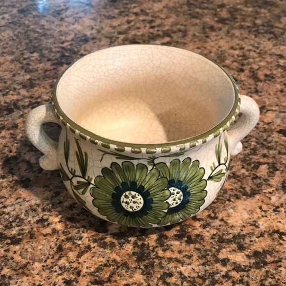 Decorative Bowl with Green Flowers - Picture 1 of 6